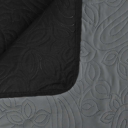 dobbeltsidet quiltet sengetæppe 230 x 260 cm grå og sort
