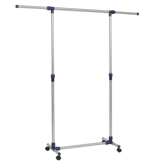 justerbart tøjstativ rustfrit stål 165 x 44 x 150 cm sølvfarvet