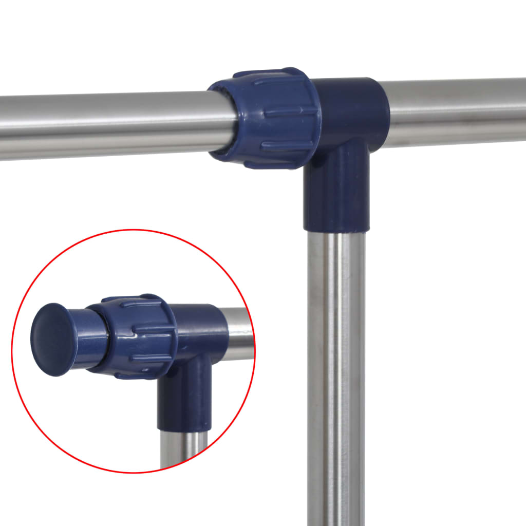 justerbart tøjstativ rustfrit stål 165 x 44 x 150 cm sølvfarvet