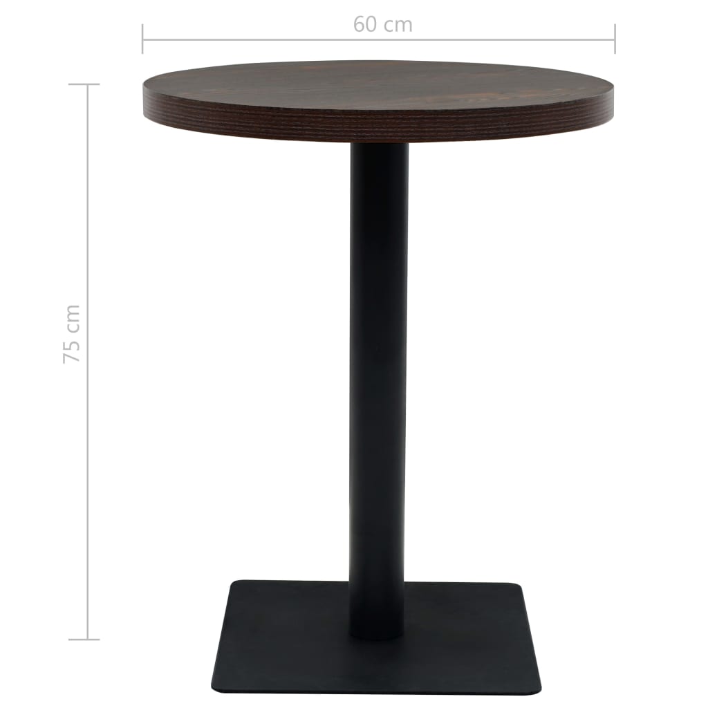 bistrobord MDF og stål rund 60 x 75 cm mørk aske