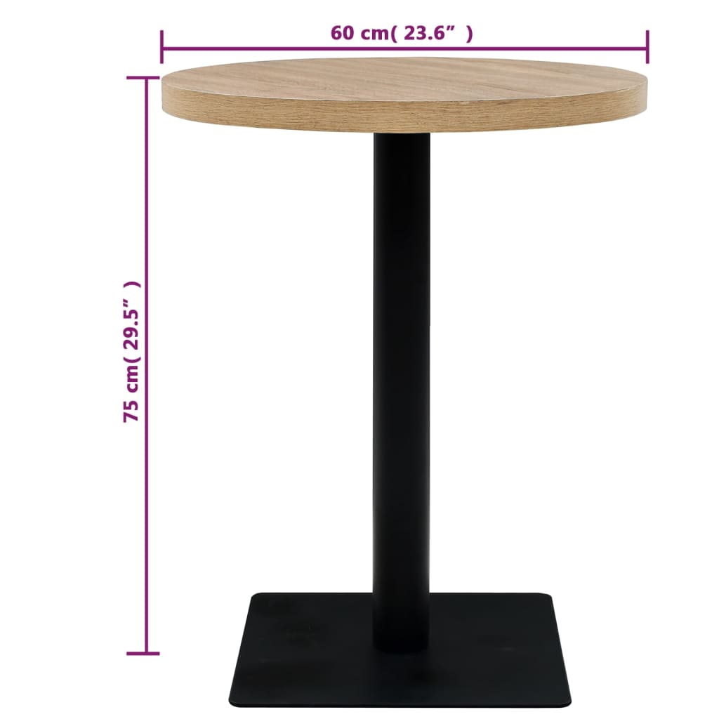 bistrobord MDF og stål rund 60 x 75 cm egetræsfarvet