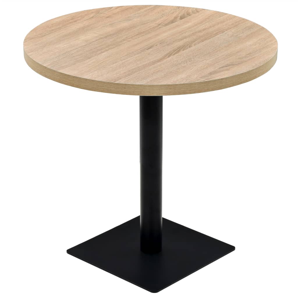 bistrobord MDF og stål rund 80 x 75 cm egetræsfarvet