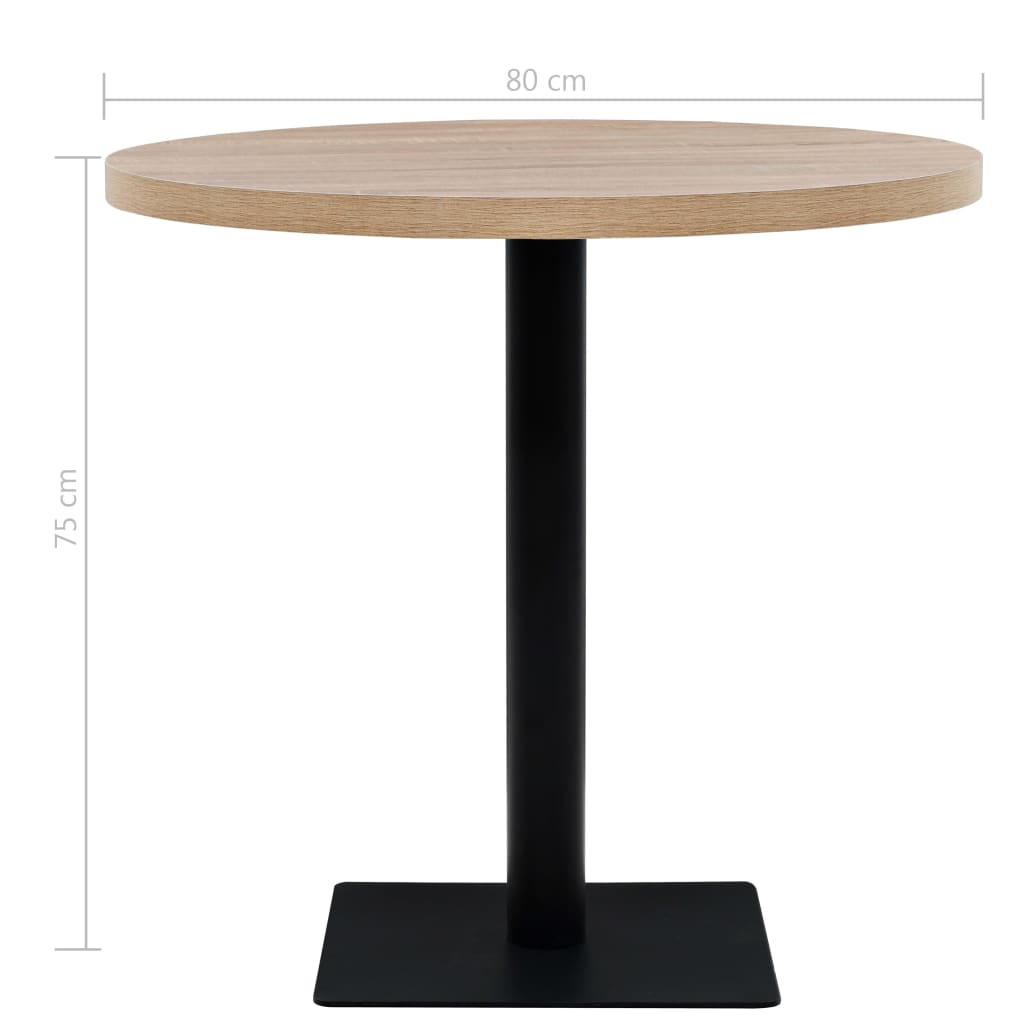 bistrobord MDF og stål rund 80 x 75 cm egetræsfarvet