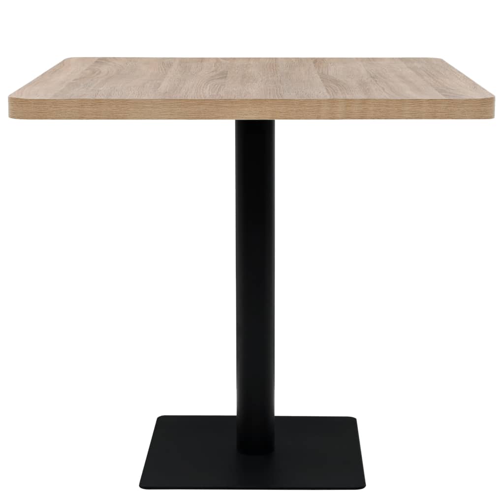 bistrobord MDF og stål firkantet 80 x 80 x 75 cm egetræsfarvet