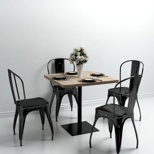 bistrobord MDF og stål firkantet 80 x 80 x 75 cm egetræsfarvet