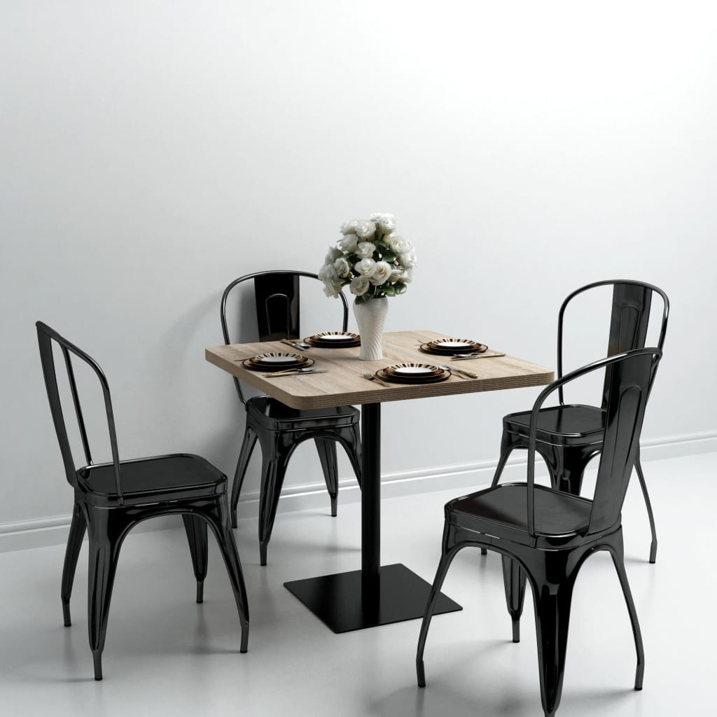 bistrobord MDF og stl firkantet 80 x 80 x 75 cm egetrsfarvet