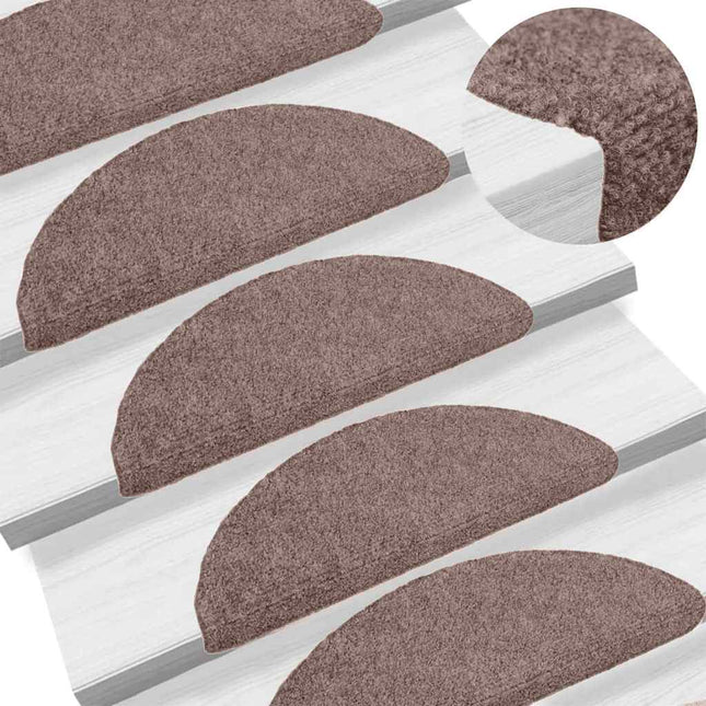 trappemåtter selvklæbende 15 stk. 65x21x4 cm lys brune halvrund store