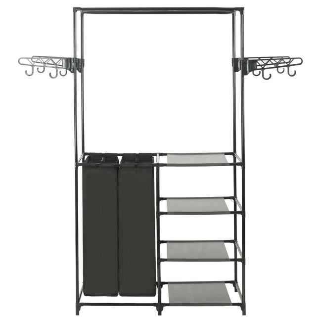 tøjstativ 87x44x158 cm stål og ikke-vævet stof sort