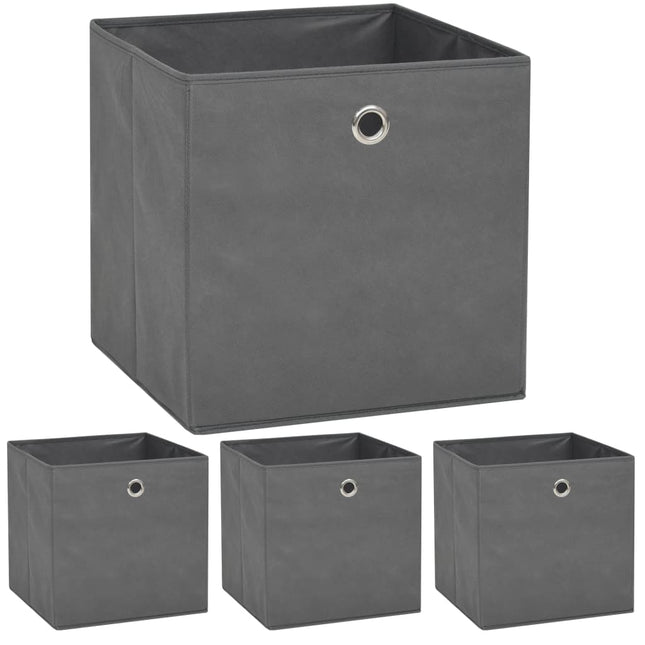 opbevaringskasser 4 stk. 32x32x32 cm ikke-vævet stof grey