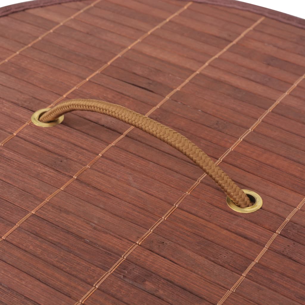 vasketøjskurv bambus rund brun