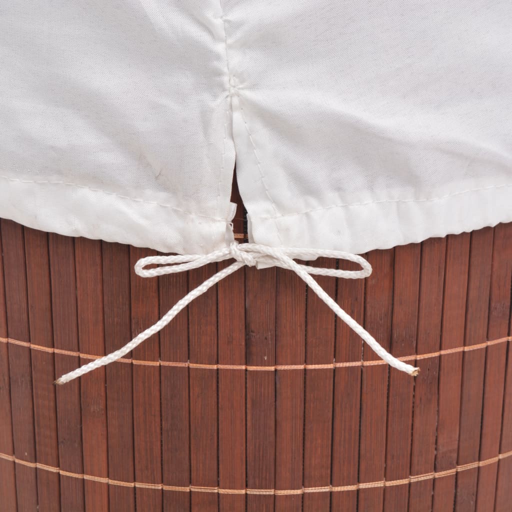 vasketøjskurv bambus rund brun