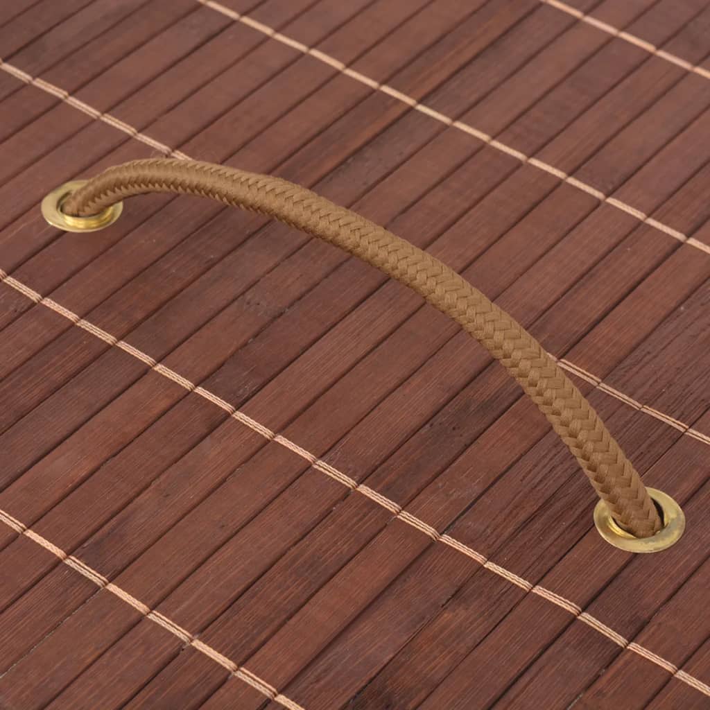 vasketøjskurv bambus rektangulær brun