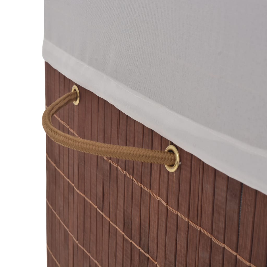 rektangulær bambus vasketøjskurv brun