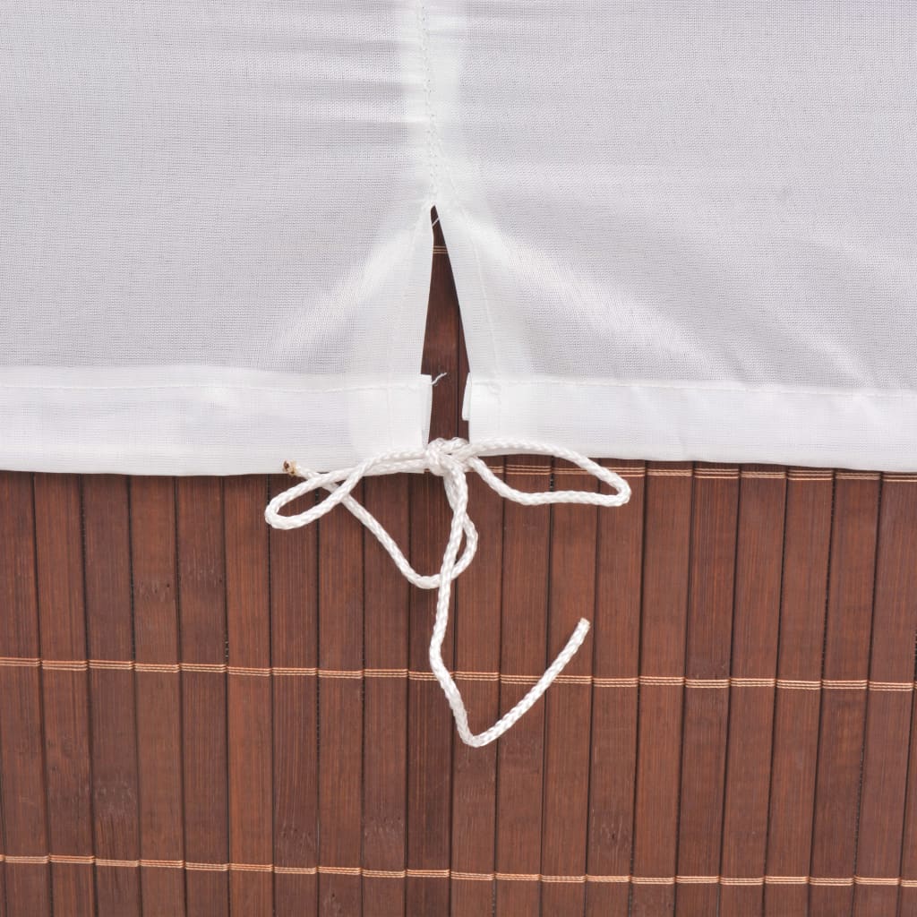 rektangulær bambus vasketøjskurv brun