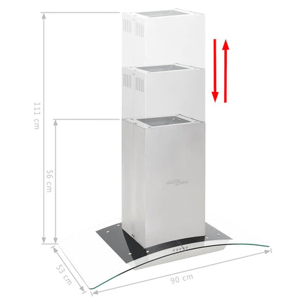 ø-emhætte 90 cm rustfrit stål 756 m³/t LED