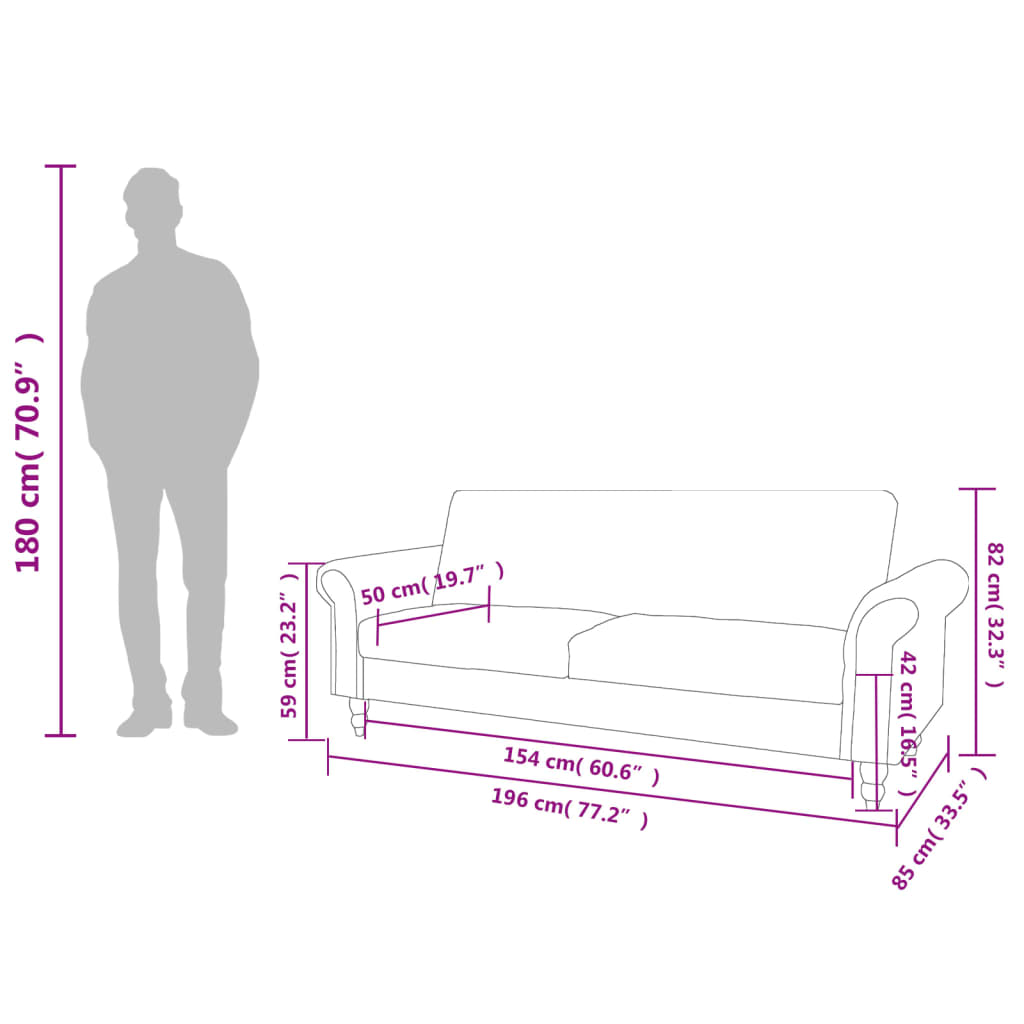 2-personers sovesofa med armlæn imiteret ruskind brun