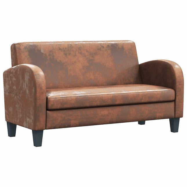 2-personers sofa kunstigt ruskind brun