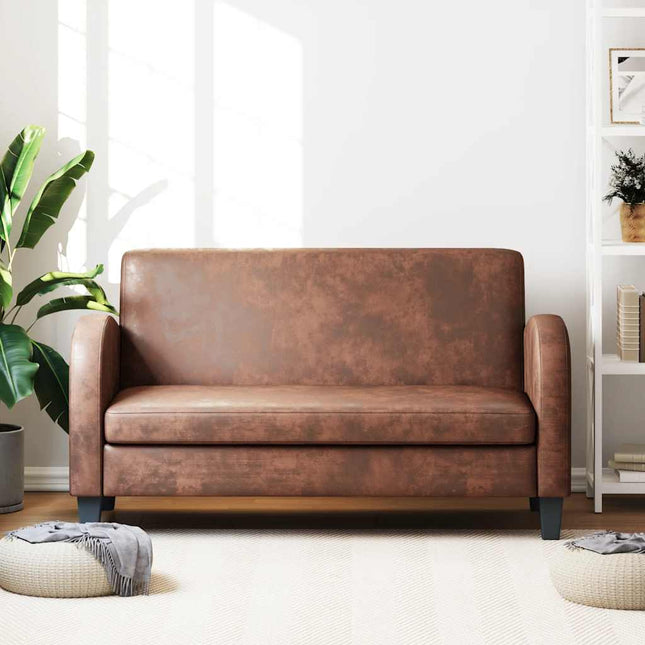 2-personers sofa kunstigt ruskind brun