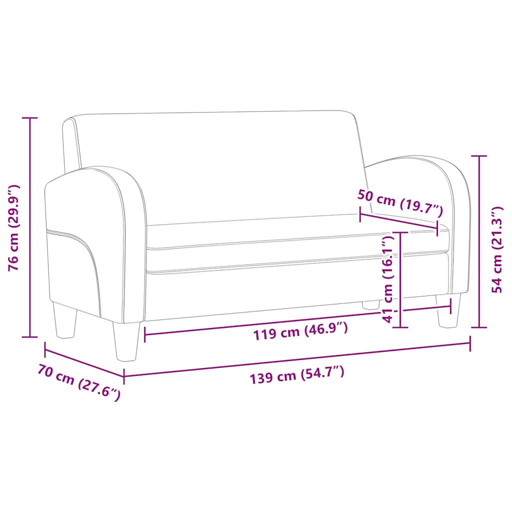 2-personers sofa kunstlæder sort