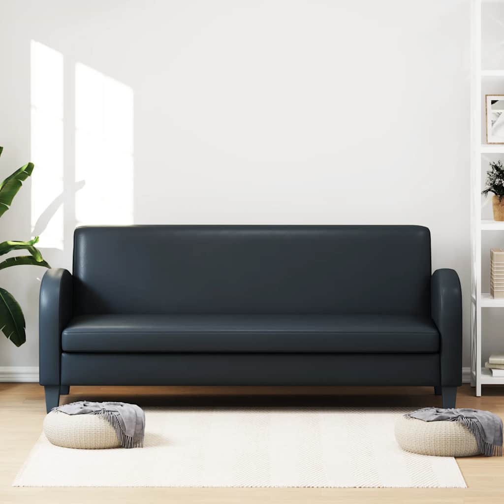 3-personers sofa kunstlæder sort