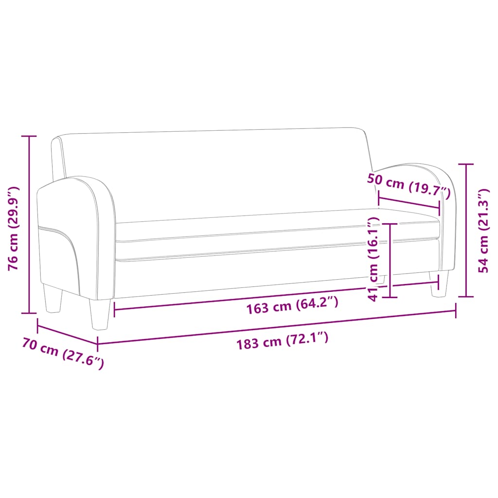3-personers sofa kunstlæder sort