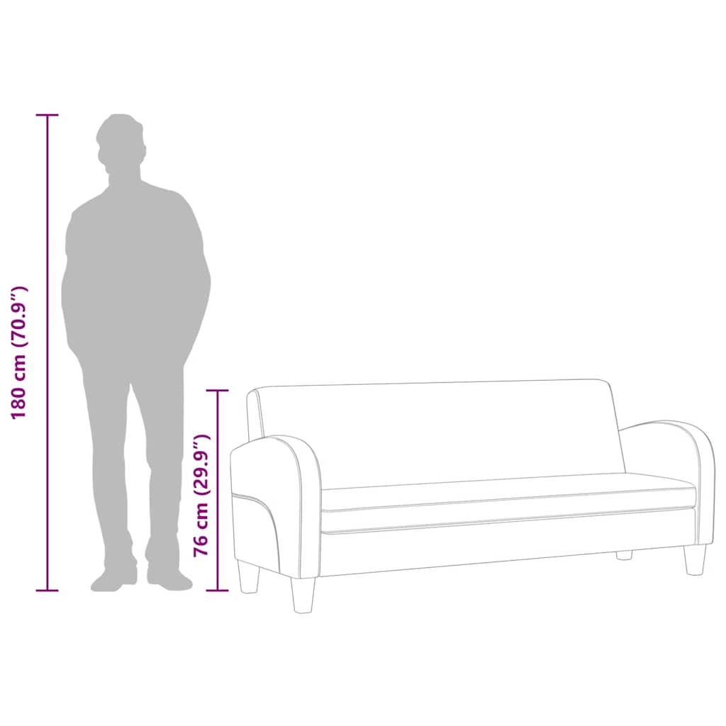 3-personers sofa kunstlæder sort
