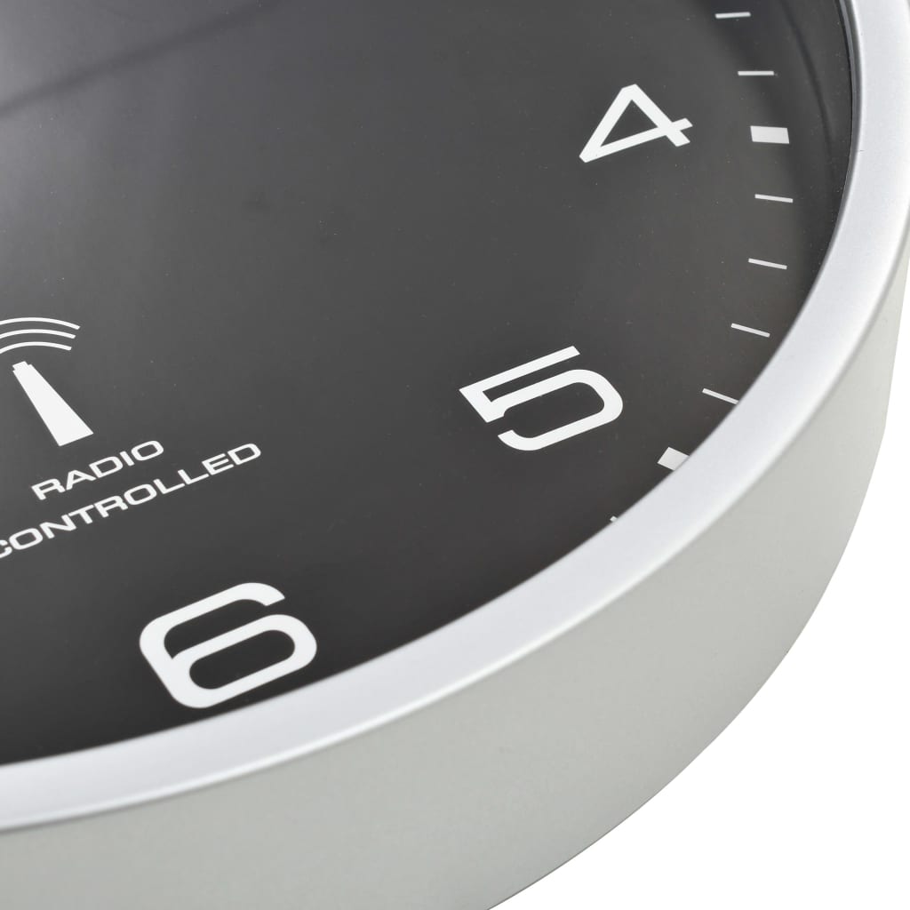 radiostyret vægur med kvarts-urværk 31 cm sort