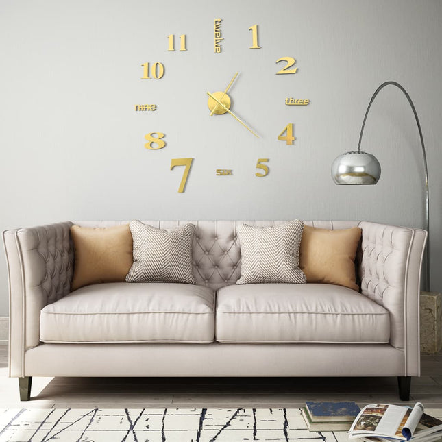 3D-vægur moderne design 100 cm XXL guldfarvet
