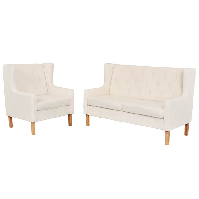 sofasæt 2 dele stof cremehvid