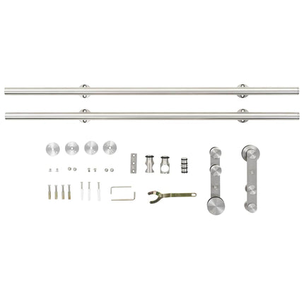 hardwarekit til skydedør 183 cm rustfrit stål sølvfarvet