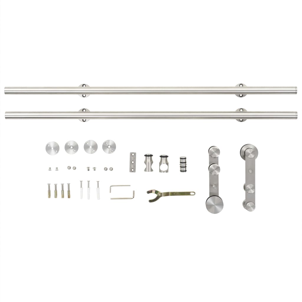 hardwarekit til skydedør 183 cm rustfrit stål sølvfarvet