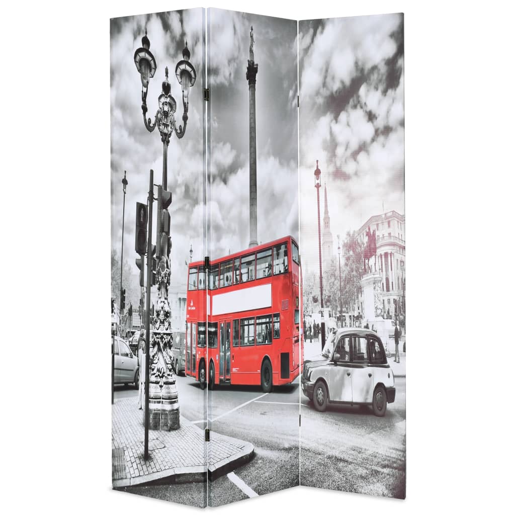 Foldbar rumdeler sort og hvid med London Bus motiv