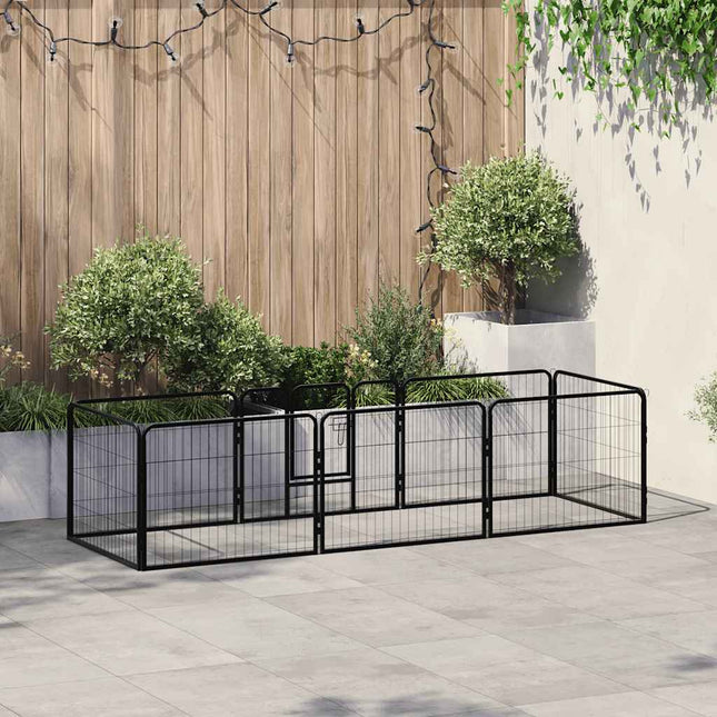 løbegård til hunde 8 paneler stål 60 x 80 sort