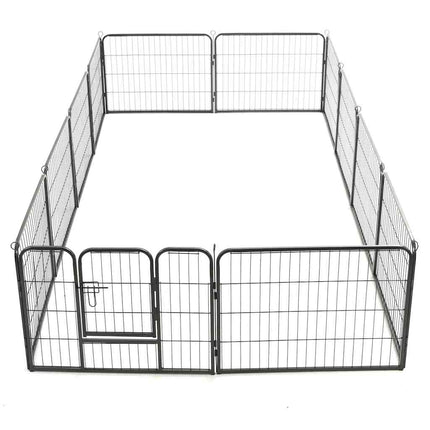 løbegård til hunde 12 paneler sort 80 x 60 stål