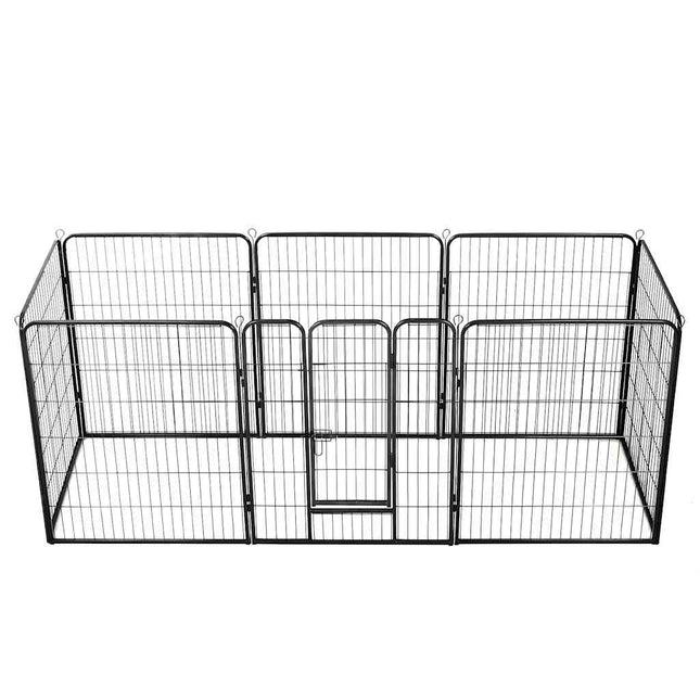 løbegård til hunde 8 paneler stål 80 x 100 sort