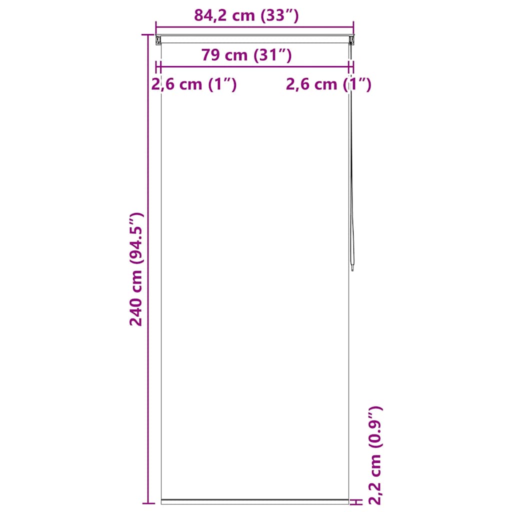 rullegardin til badeværelse 80x240 cm firkanter