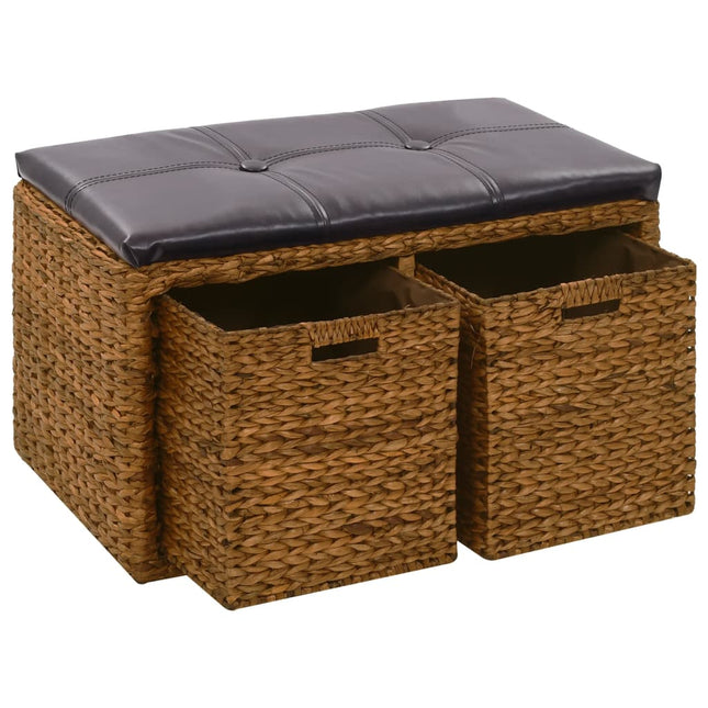 bænk med 2 kurve søgræs 71 x 40 x 42 cm brun