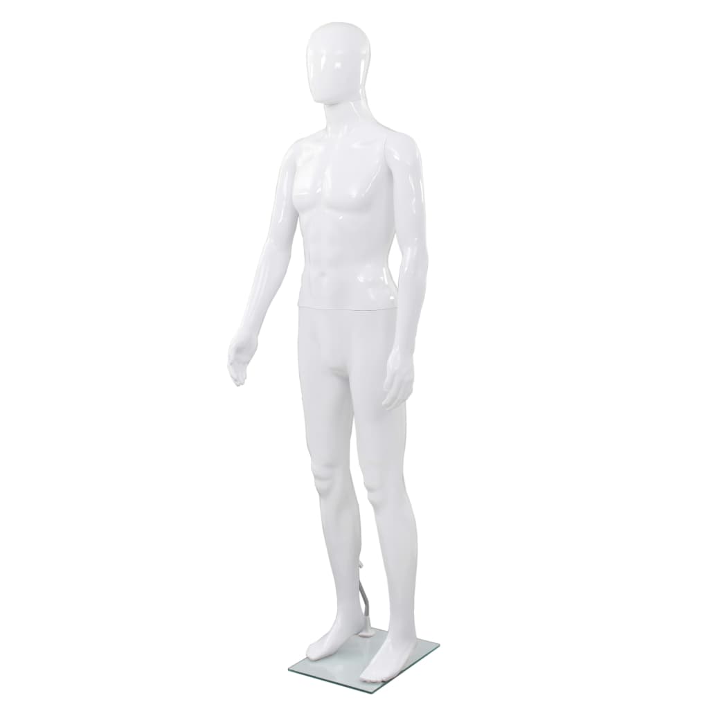 mannequin mand fuld figur glassokkel hvid højglans 185 cm