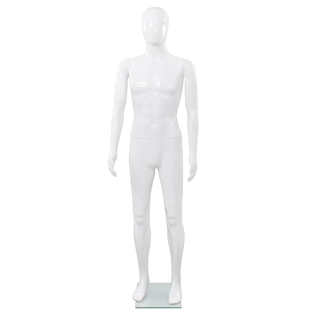mannequin mand fuld figur glassokkel hvid højglans 185 cm