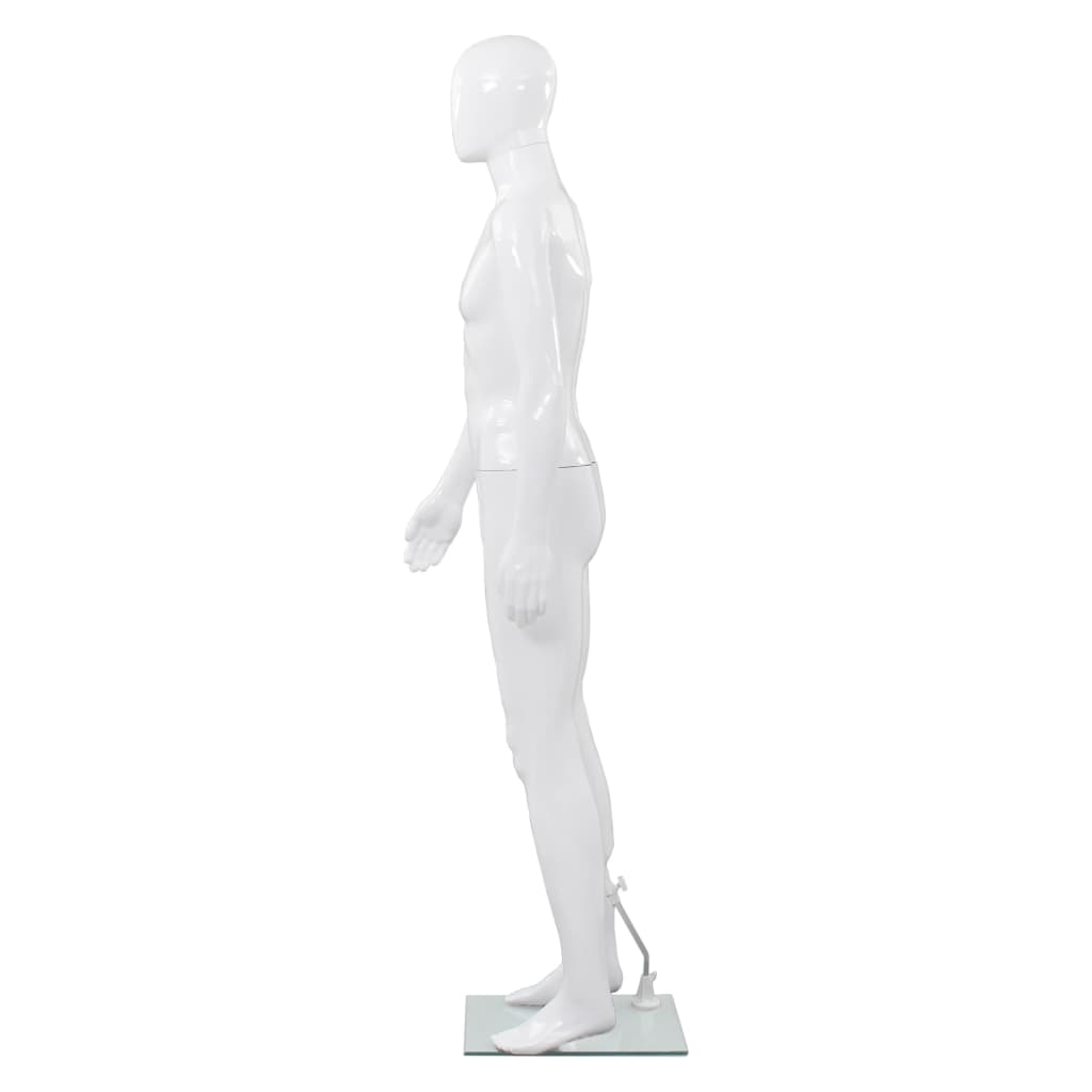 mannequin mand fuld figur glassokkel hvid højglans 185 cm