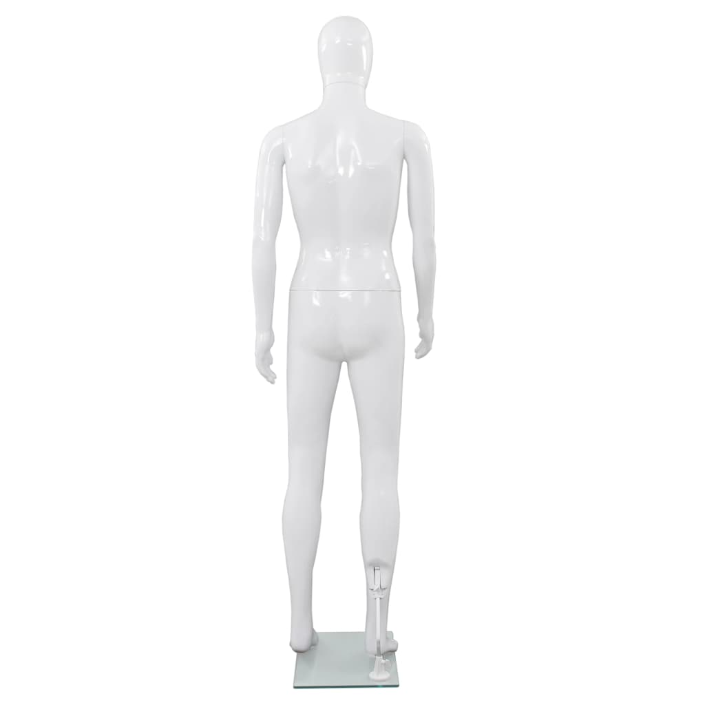 mannequin mand fuld figur glassokkel hvid højglans 185 cm
