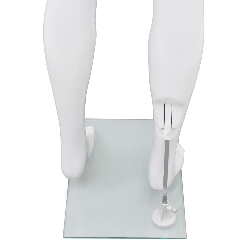 mannequin mand fuld figur glassokkel hvid højglans 185 cm
