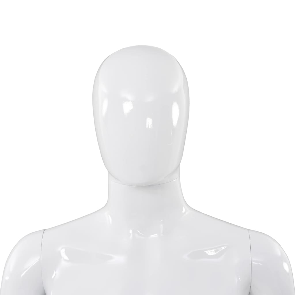 mannequin mand fuld figur glassokkel hvid højglans 185 cm