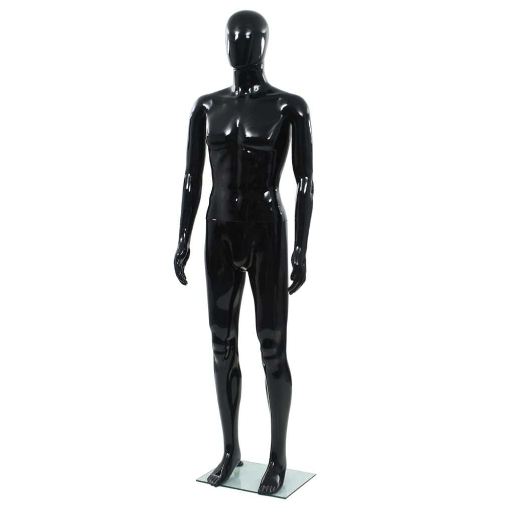 mandemannequin fuld figur glassokkel sort højglans 185 cm