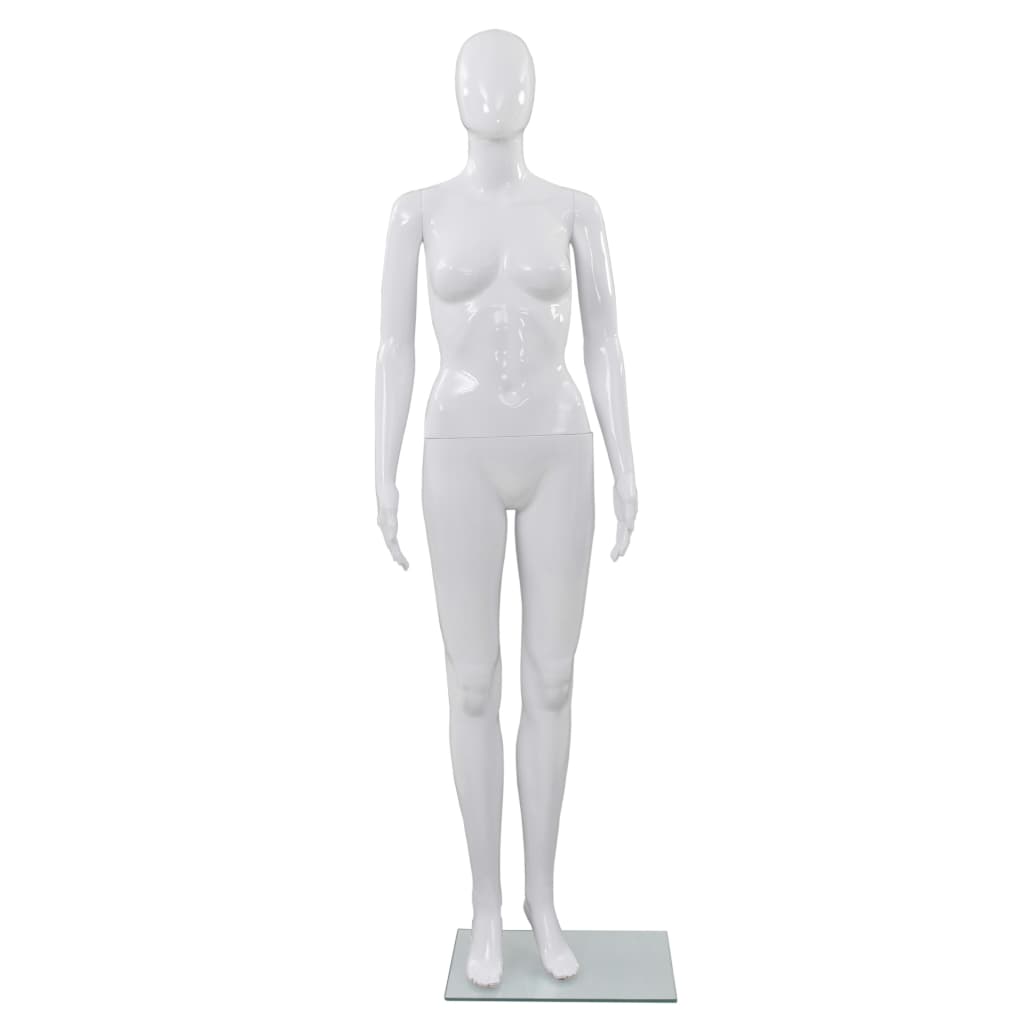 mannequin kvinde fuld figur glassokkel hvid højglans 175 cm