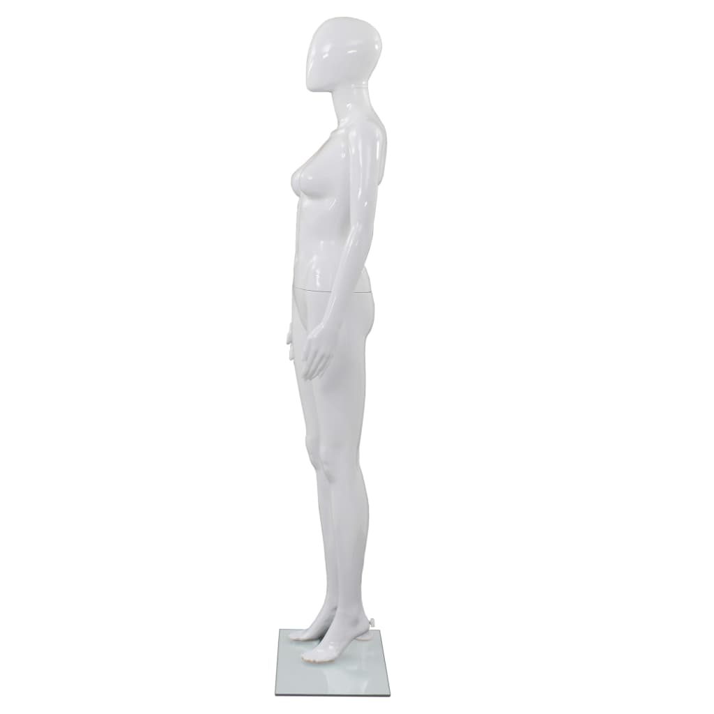 mannequin kvinde fuld figur glassokkel hvid højglans 175 cm