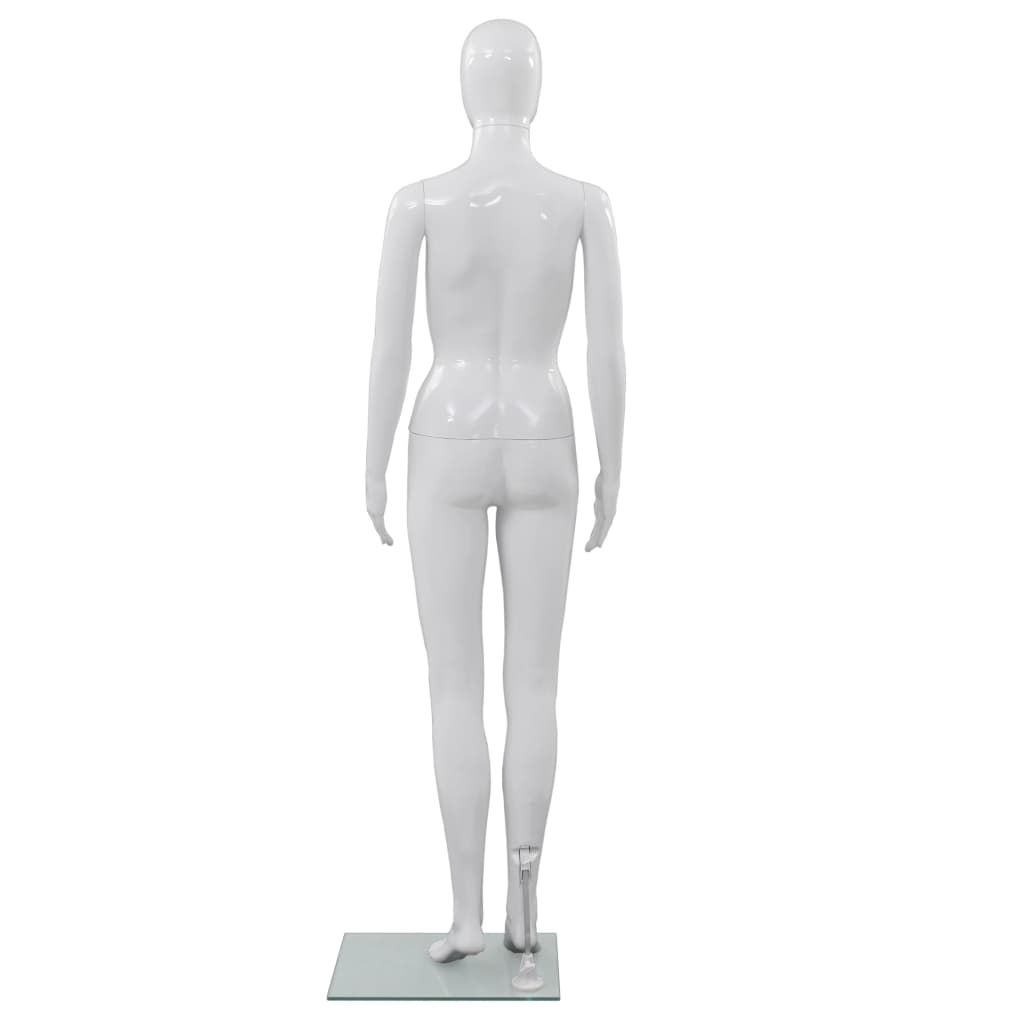 mannequin kvinde fuld figur glassokkel hvid højglans 175 cm