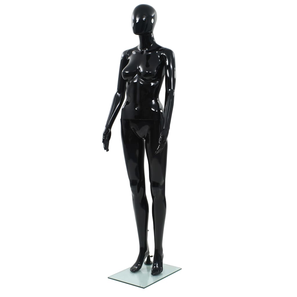 mannequin kvinde fuld figur glassokkel sort højglans 175 cm