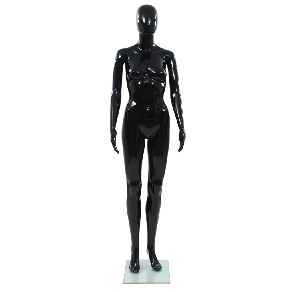 mannequin kvinde fuld figur glassokkel sort højglans 175 cm