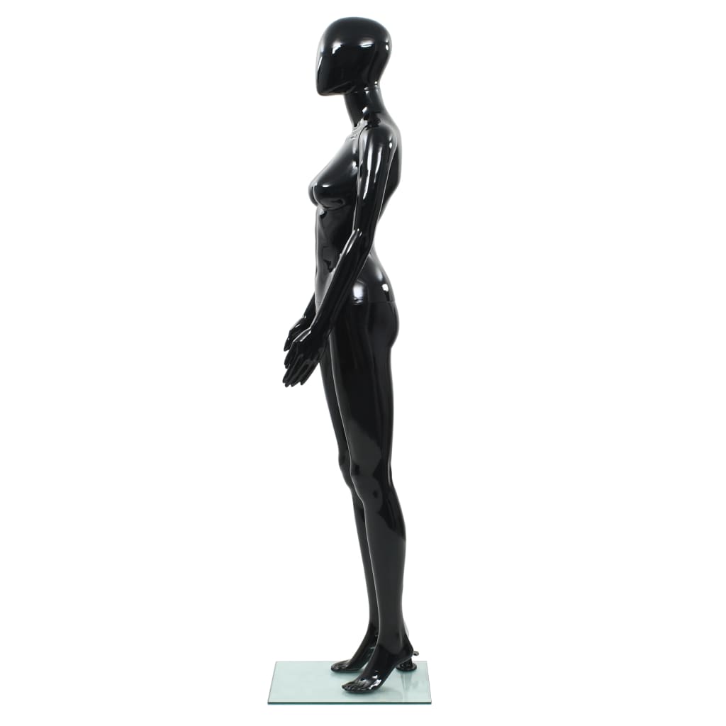 mannequin kvinde fuld figur glassokkel sort højglans 175 cm